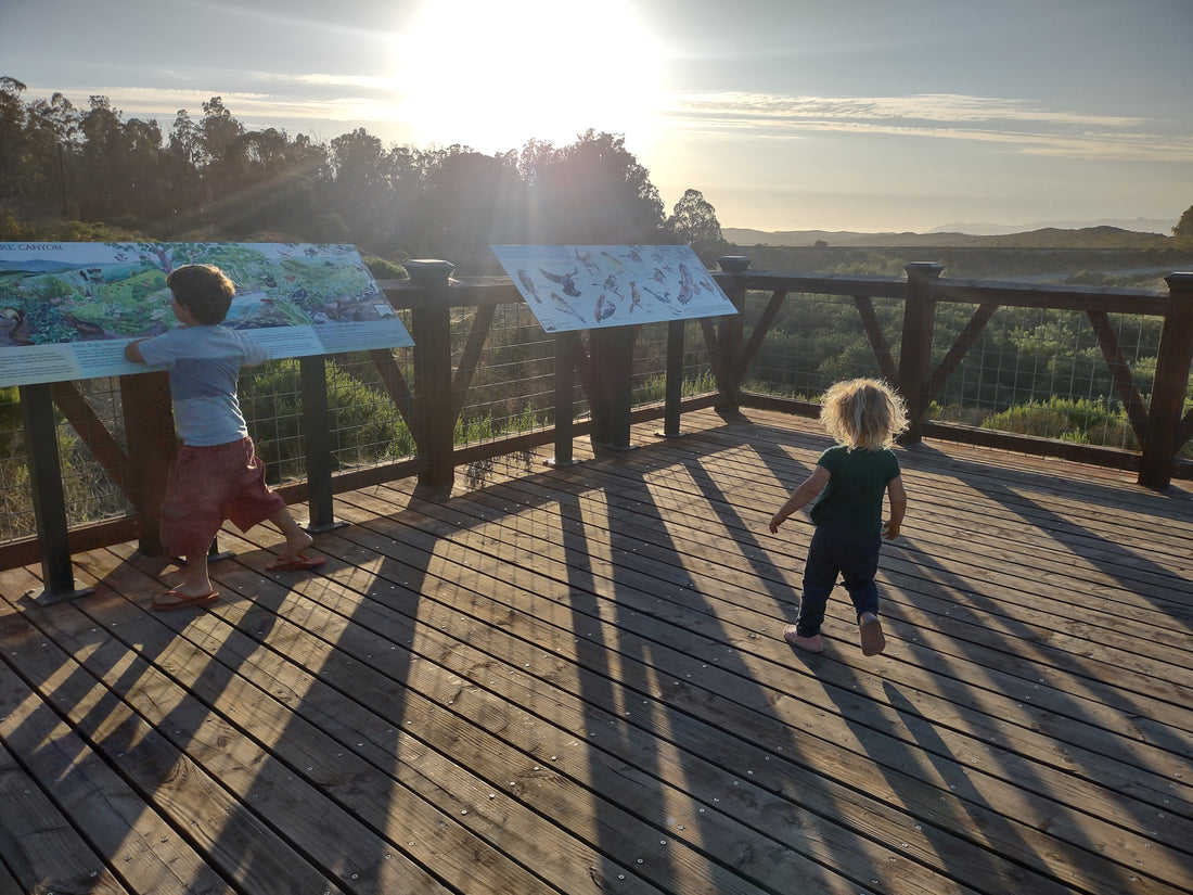 Kathleen's Canyon Overlook Park in Arroyo Grande informational signs and sunset view in San Luis Obispo county on California's central coast